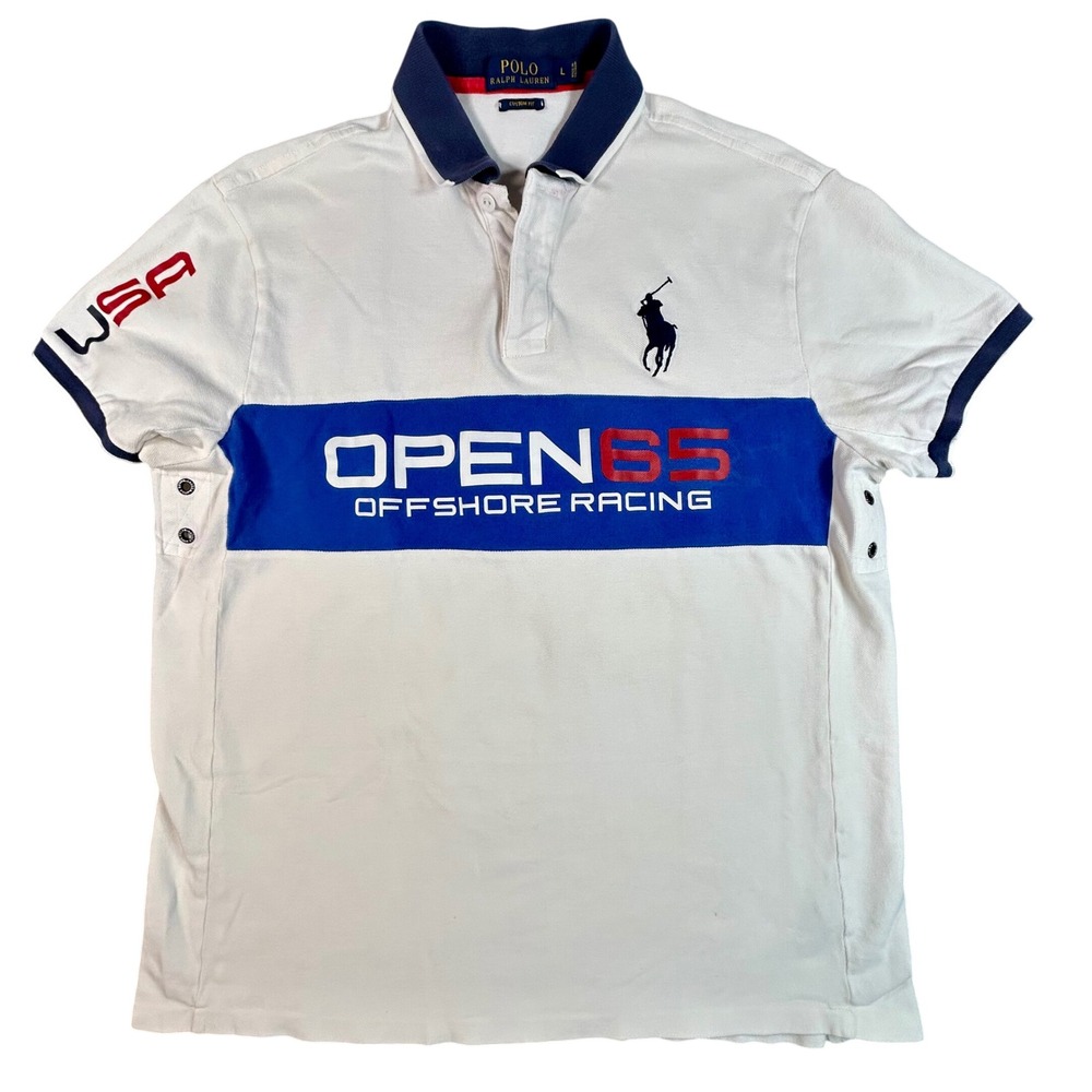 Polo Ralph Lauren Polo Shirt Women's L Custom‎ Fit USA Open 65 Offshore Racing